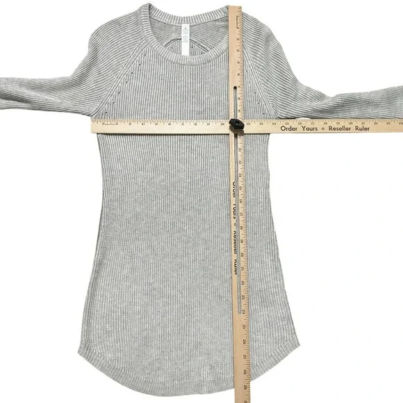 Lululemon Sweater 6 Cabin Yogi Heathered Grey Ribbed Knit Cashmere Blend Long - Picture 6 of 6